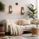 SOMTO 2Pcs Black Wall Hanging Candle Sconces - Wall Mounted Wood Rainbow Boho Wall Shelves Candle Holders for Living Room Bathroom Bedroom Classroom Office Nursery Wall Decor