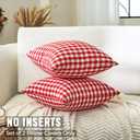 CARRIE HOME Rustic Christmas Decor Red Gingham Plaid Lumbar Pillow Covers 12x20 Set of 2, Red and White Buffalo Check Lumbar Pillows 12 x 20, Red Christmas Outdoor Pillow Covers for Patio Furniture