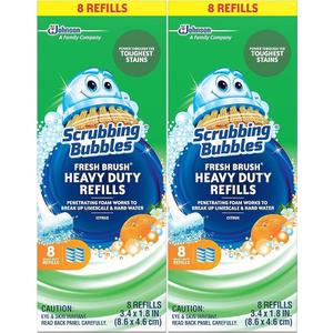 Scrubbing Bubbles Toilet Bowl Wand Cleaner Refills, Fresh Brush Heavy Duty Cleaner Toilet Refill Pads, Removes Limescale & Odors, Citrus Scent, 8 Count (Pack of 2)