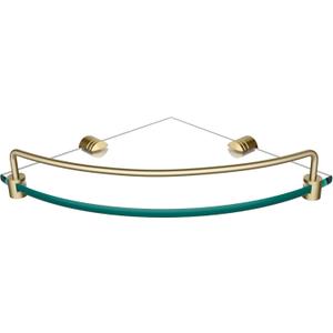 Kraus Elie Glass Bathroom Corner Shower Shelf with Rail in Brushed Gold, KEA-18846BG