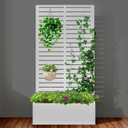 Metal Raised Garden Bed with Trellis,Planter Box for Climbing Plants, Vegetables & Vines, Features Drainage Holes and Privacy Screen.raised garden beds outdoor planters for porch (White, 71"x35"x16")