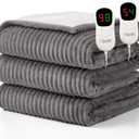 Homemate Electric Heated Blanket Queen Size - 84"x90" Heating Blanket Queen Size Dual Control 1/2/4/6/8 Hours Auto-Off 10 Heat Level Over-Heat Protection Soft Flannel Sherpa ETL Certification