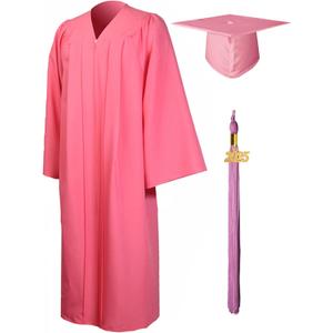 GraduationMall Matte Graduation Gown Cap Tassel Set 2025 for High School and Bachelor (39, Pink)