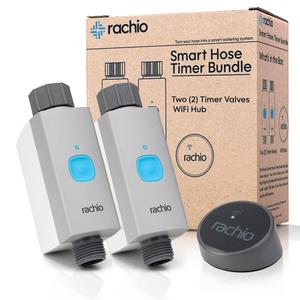 Rachio Smart Hose Timer (2 Valves + 1 WiFi Hub)  App-Controlled Outdoor Faucet Timer, Quick Install & Scheduling, Expandable System