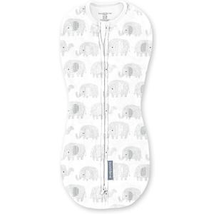 SwaddleMe by Ingenuity Compression Baby Swaddle Pod, Two-Way Zipper for Easy Diaper Changes, Improves Sleep & Calms Startle Reflex, 0-2 Months, 1.0 TOG, 1-Pack - Scribble Elephant