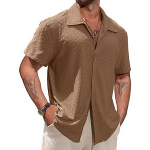 Vssjavun Mens Short Sleeve Button Down Shirts Casual Hollow Out Summer Beach Shirt, XXL