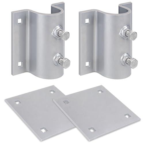 Dock Brackets Hardware,Dock Post Hardware,Stationary Dock Side Leg Pipe Holder Sleeve Pole Bracket,Heavy Duty, Includes 1 Pipe Brackets + 1 Backer Plate + Carriage Bolts