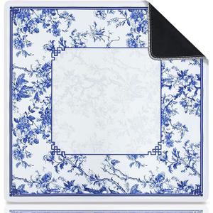 CYAOOI Chinoiserie Mahjong Mat for Table, 31.5" x 31.5" Pink Anti Slip and Noise Reduction Multi Purpose Pretty Gaming Mat for Poker, Card, Dominoes, Board & Tile Games, Mahjong Gift with Carrying Bag