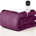 Homemate Electric Heated Blanket Twin Size - 62"x84" Heating Blanket Twin Size 1/2/4/6/8 Hours Auto-Off 10 Heat Level Over-Heat Protection Soft Flannel Sherpa ETL Certification