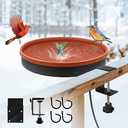 GESAIL Heated Bird Bath for Outdoors for Winter, 3 Easy Ways to Mount Detachable Bird Bath Bowl, 75W Heated Bird Baths with Thermostatically Controlled for Garden Yard Patio Lawn, Terracotta