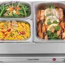 Chefman Electric Buffet Server + Warming Tray w/ Adjustable Temperature & 3 Chafing Dishes, Hot Plate Perfect for Holidays, Catering, Parties, Events & Home Dinners, 14" x 14" Surface, Stainless Steel
