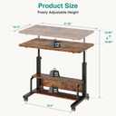 OLIXIS Rolling Desk, Storage Shelves, Laptop Table, Home Office, 32 in