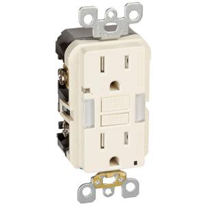 Leviton GFCI Outlet with Guidelight, 15 Amp, Self Test, Tamper-Resistant with LED Indicator Light, Replaces Plugged in Night Light, GFNL1-T, Light Almond