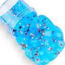 2 x Blue Clear Slime with Jelly Cubes Pink Red Hearts Add-ins, Crunchy Crystal Boba Slime Super Soft Sludge Toy with Cute Charms, Party Favors Slime for Girls Boys