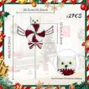 2 x 17" Large Peppermint Twist Decorations Set of 2 Velvet Lollipop Picks with Glitter Sequins Owl Wings Bows Swirl Candy Cane Ornaments for Christmas Tree Topper Stems Candy-Themed Home Decor (Red White)