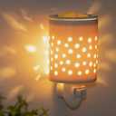 Bobolyn Plug in Wall Wax Melt Warmer Ceramic Electric Wax Burner Scented Essential Oil Burner Fragrance Melter for Kitchen Bathroom Home Decor White Halo House
