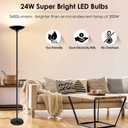 BoostArea Torchiere Floor Lamp, 30W Super Bright LED Standing Lamp, Stepless Dimmable Pole Lamp with 3000K Lighting, Rotary Switch, 70 Inch Tall Metal Modern Floor Lamps for Living Room/Bedroom Black