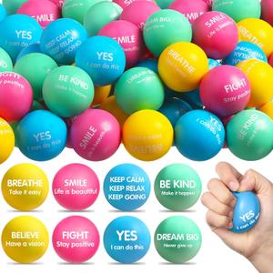 Liliful 48 Pieces Motivational Stress Balls Bulk for Adults Fidget Toys End of The Year Gifts Inspirational Squeeze Balls Employee Appreciation Gift Adult Goodie Bag 2. 2 Inch(Macaron Color)