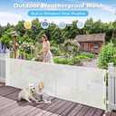 108" Wide Weatherproof Outdoor Retractable Baby Gates Extra Wide with Rust-Proof Stainless Steel Hardware& Waterproof Mesh, Reinforced 9 Ft Extra Long Retractable Dog Gate to Prevent Crawling Through