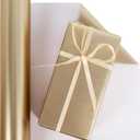 Aimyoo Gold Metallic Wrapping Paper Roll - 17 Inches X 60 Feet, Matte Solid Gold Color Paper for Birthday, Christmas, Wedding, Baby Shower, Holiday, Bridal Shower