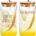 In My Auntie Era 16 Oz Coffee Glass Cup, Aunt Gifts From Niece Nephew, Promoted To Aunt Best Auntie Christmas Valentines Mothers Day Gift