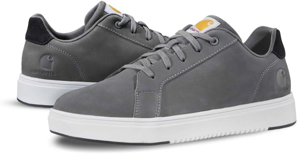 Carhartt Detroit Leather Sneakers for Men - Comfortable Shoes for Men with Wide Toe Box, Comfort Footbed and Midsole, and Slip-Resistant Outsole (10.5, Medium Grey)
