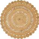 Hand Woven Braided Jute Rug - 4' Round - Reversible Farmhouse Rugs for Living Room, Bedroom, Dining Room, Kitchen - Natural Decorative Floor Circle Boho Entry Area Rugs - Round Rug 4ft