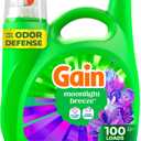 Gain Liquid Laundry Detergent, Now with Odor Defense, Moonlight Breeze Scent, 132 fl oz, 100 Loads
