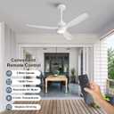 WINGBO 48" Wet Rated Ceiling Fans with Lights, Outdoor/Indoor, White