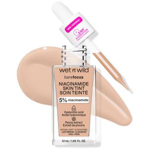 wet n wild Bare Focus Skin Tint, 5% Niacinamide Enriched, Buildable Sheer Lightweight Coverage, Natural Radiant Finish, Hyaluronic & Vitamin Hydration Boost, Cruelty-Free & Vegan - Natural Light (1 Count (Pack of 1))