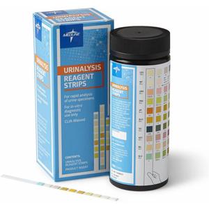 Medline Urinalysis Reagent Strips, 10-Parameter, Compatible with Visual/Analyzer Readings, Bottle of 100 Strips
