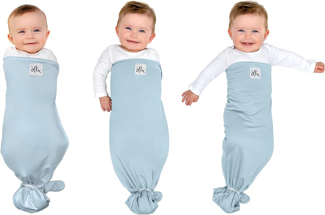 The Ollie Swaddle Adjustable Baby Swaddle for Newborns | Pediatrician-Approved for Safe Sleep | Easy Closure | Arms-Out | Lightweight, Machine-Washable | Easy Diaper Access