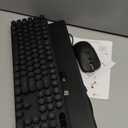 Wireless Keyboard and Mouse Backlit - Typewriter Keyboard with Magnetic Wrist Rest, Retro Round Keycaps, Light Up Letters, 2.4GHz Cordless Combo for Mac, Windows, PC, Laptop, Trueque [Upgraded] (Black)