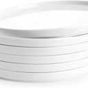 Sweese Porcelain Flat Dinner Plates Set of 6, 10.5 Inch High Edge Dish Set - Dishwasher, Microwave, Oven Safe, Scratch Resistant, Kitchen Serving Dishes - Elegant White Glaze