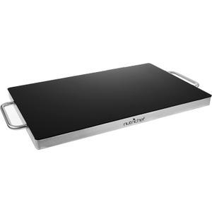 NutriChef Stainless Warming Hot Plate - Keep Food Warm w/ Portable Electric Food Tray Dish Warmer w/ Black Glass Top, For Restaurant, Parties, Buffet Serving, Table or Countertop Use
