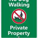 SmartSign 12 x 10 inch No Dog Walking - Private Property LawnBoss Yard Sign with 3 foot Stake, 40 mil Laminated Rustproof Aluminum, Multicolor, Set of 1, Made in USA
