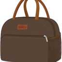 Coobiiya Lunch Bag Women, Lunch Box for Women Adult Men, Small Leakproof Cute Lunch Tote Large Capacity Reusable Insulated Cooler Lunch Container for Work/Office/Picnic/Travel-Brown
