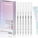 6Pcs Professional Surgical Tip Skin Marker Pen White Stencil Markers Pen with Paper Ruler for Eyebrow, Tattoo Skin Marking Individually Wrapped 1.0 MM