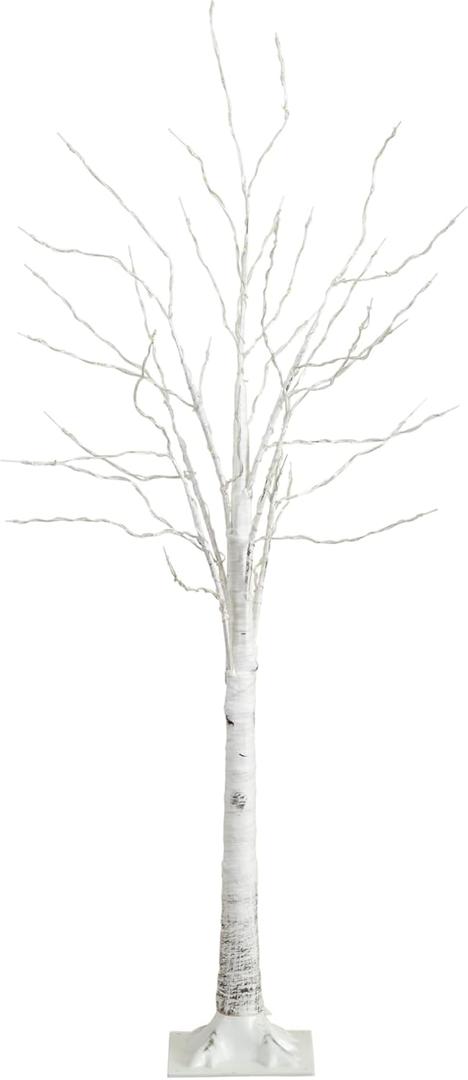 Nearly Natural 5-FT Pre-lit Artificial White Birch Tree with LED Lights, 240 Warm White LEDs for Indoor Home Dcor, Fake Lighted Birch Tree for Winter, Valentine's Day, Easter Decorations