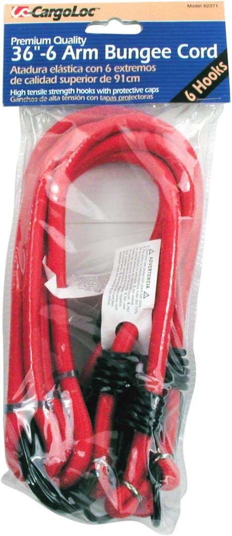 CargoLoc 62371 Bungee Cords with High Tensile Steel Hooks (36"x6 Arm)