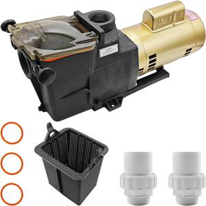 W3SP2615X20 2HP Pool Pump Motor Compatible with Hayward SP2615X20 Single Speed Super Pump, 2" Inlet with Dual Voltage 110/220V for All In-Ground Pool and Spa with Filter Basket Fitting Adapter