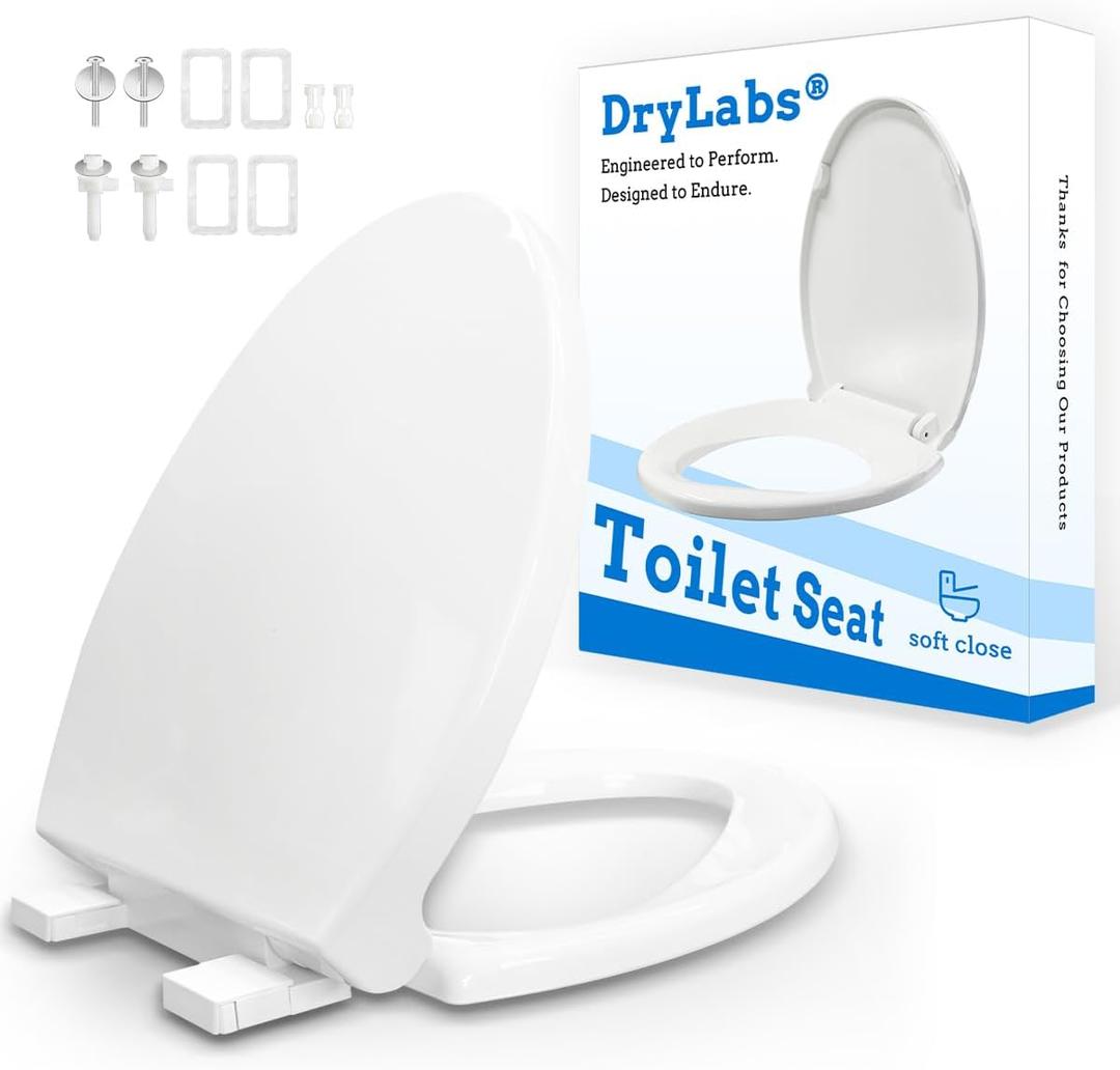 Elongated Toilet Seat 18.5" - Soft Close, Durable PP Oval Toilet Lid, Easy Installation & Removal, Fits Most Toilet Bowl Seat (Elongated 18.5'')