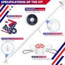 ZMTECH 6FT Flag Pole Kit with Solar Light and Proud American Flag, Adjustable Bracket and Upgraded Tangle-Free Ring 1" Stainless Steel Flagpole for Day and Night, Residential, Commercial, White