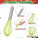 12 Sets 10 Inch Christmas Whisk Baking Gifts, DIY Fillable Christmas Tree Ornaments, Xmas Colored Silicone Whisks for Xmas Employee Neighbor Cooking Supplies Xmas Stocking Stuffers Candy Holder (Green)