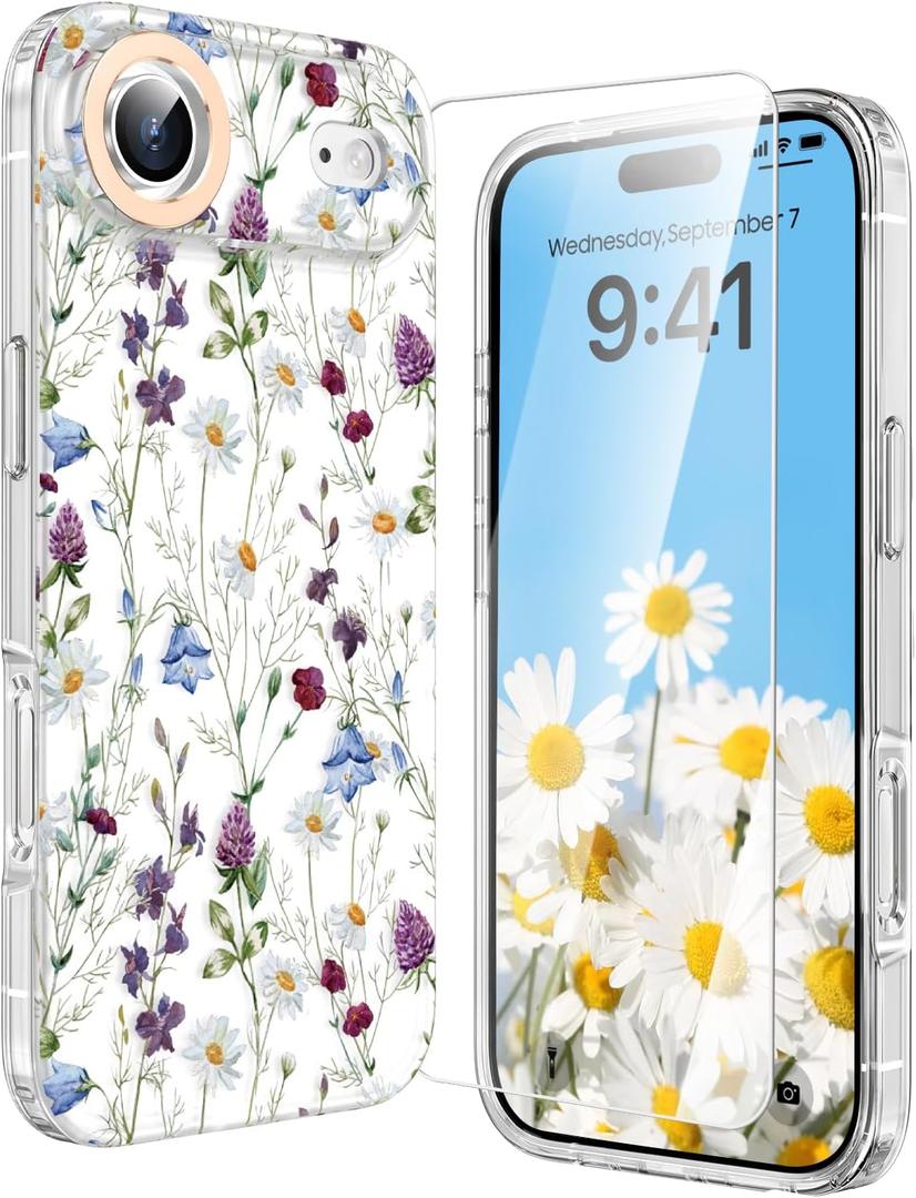 MILPROX Compatible with iPhone Air Case Floral - Flowers Girly Design for Women Girls - Clear Elegant Pretty Aesthetic Classy Retro Phone Cover for iPhone 17 Air 6.5'' - Garden