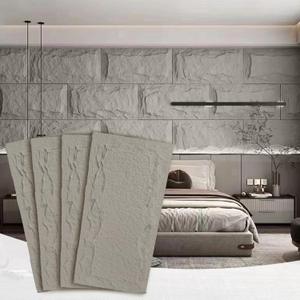 Stone 3D Wall Panels,4-Pack PU Wall Panels, 23.6"*47.2" Wall Paneling for Interior Wall Decor, Faux Stone Wall Panel for Accent Wall Decor, Sophisticated & Stylish 3D Wall Decor (Cement Grey)