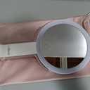 LitBear Travel Makeup Mirror with Lights, Rechargeable Double-Sided 10X/1X Magnifying Mirror, Portable Lighted Beauty Mirror, 3 Color Lighting, Dimmable Touch Screen, Tabletop Handhold Hanging (White)