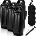 4 Pack Pontoon Boat Fenders 23.6" x 7.9" x 9" Black Inflatable Boat Bumper for Docking with Ropes Heavy Duty Marine Grade PVC with Locking Recessed and Groove Grip Handle Pontoon Accessories
