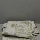 jinchan Linen Toile Curtains 84 Inches Long for Living Room Toile de Jouy Printed Farmhouse French Country Curtains Grommet Top Light Filtering Window Drapes for Bedroom 2 Panels Green on Beige