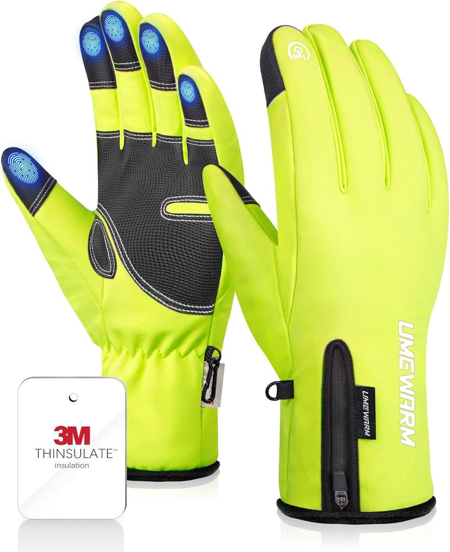 -10 Waterproof Winter Gloves Men, Touchscreen Fingers Snow Ski Gloves Women, 5-Layer Touch Screen Cold Weather Gloves (Medium, Green)